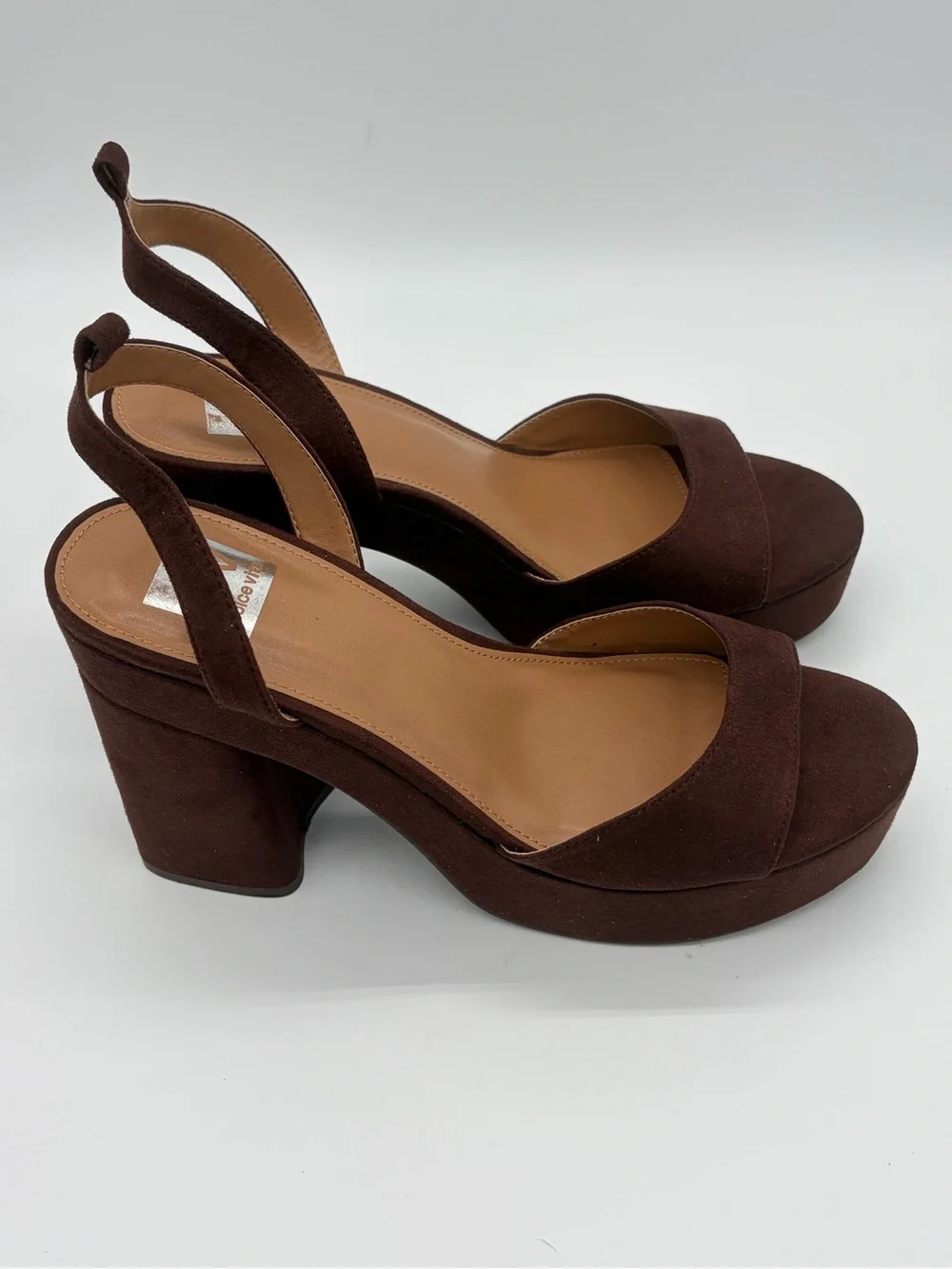 Dolce Vita Dark Brown Suede Platform Slingback Heels